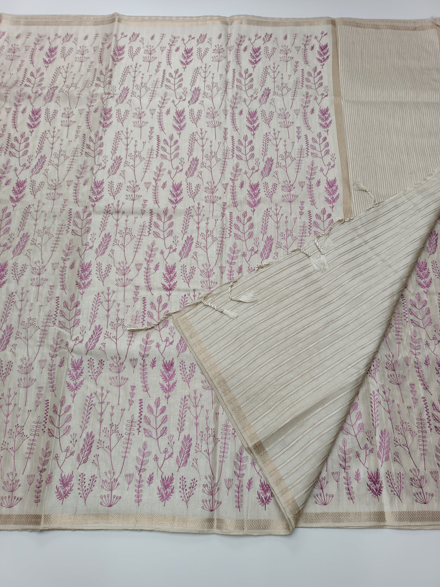 FANCY TUSSER SILK KASHMIR WORK SAREE