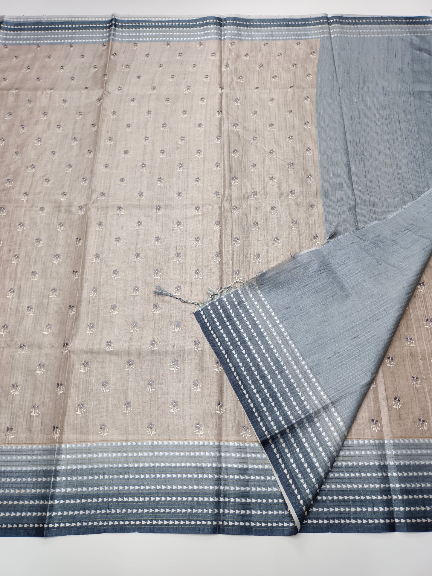 FANCY TUSSER SILK KASHMIR WORK SAREE