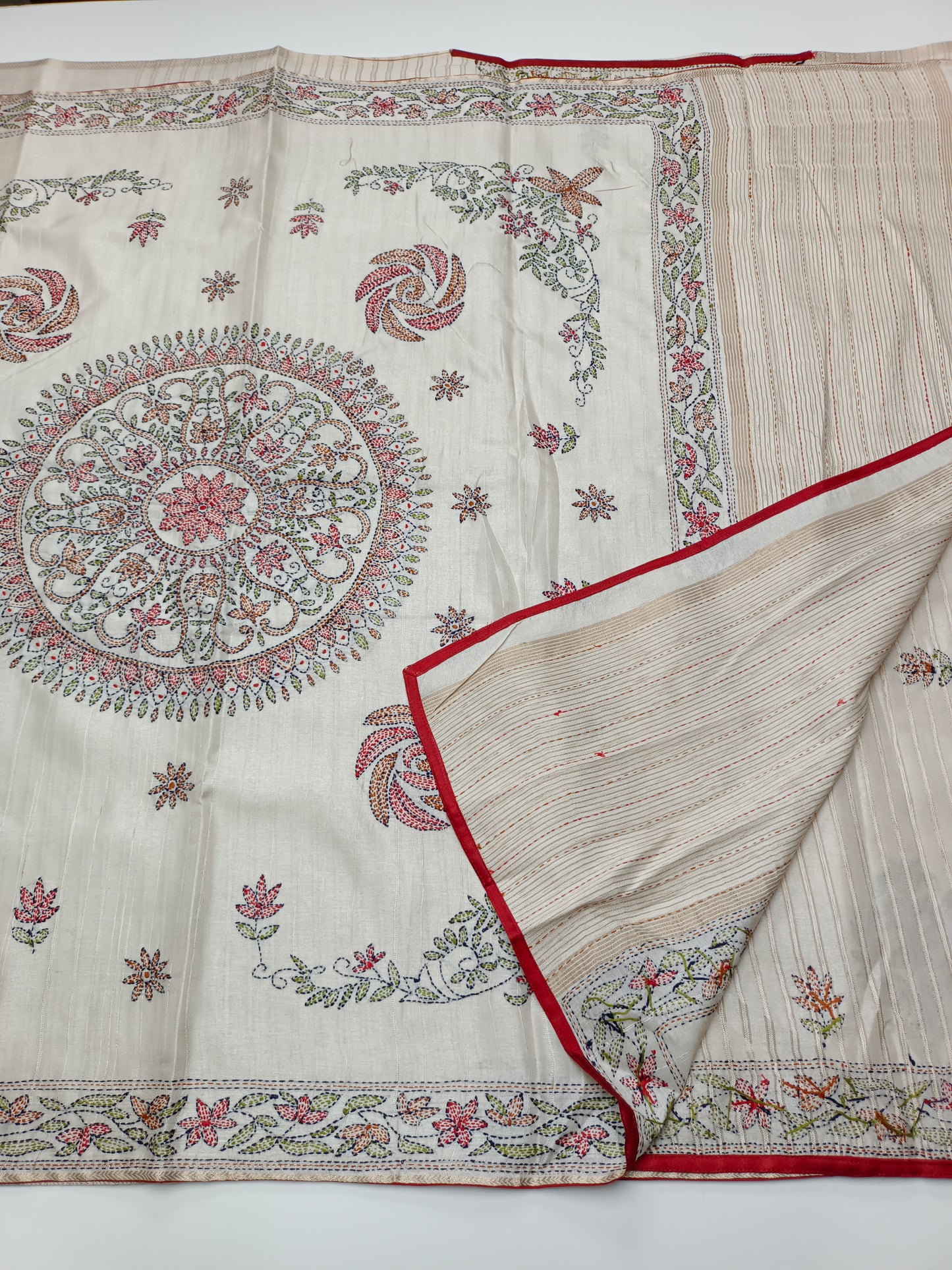 FANCY TUSSER SILK KASHMIR WORK SAREE