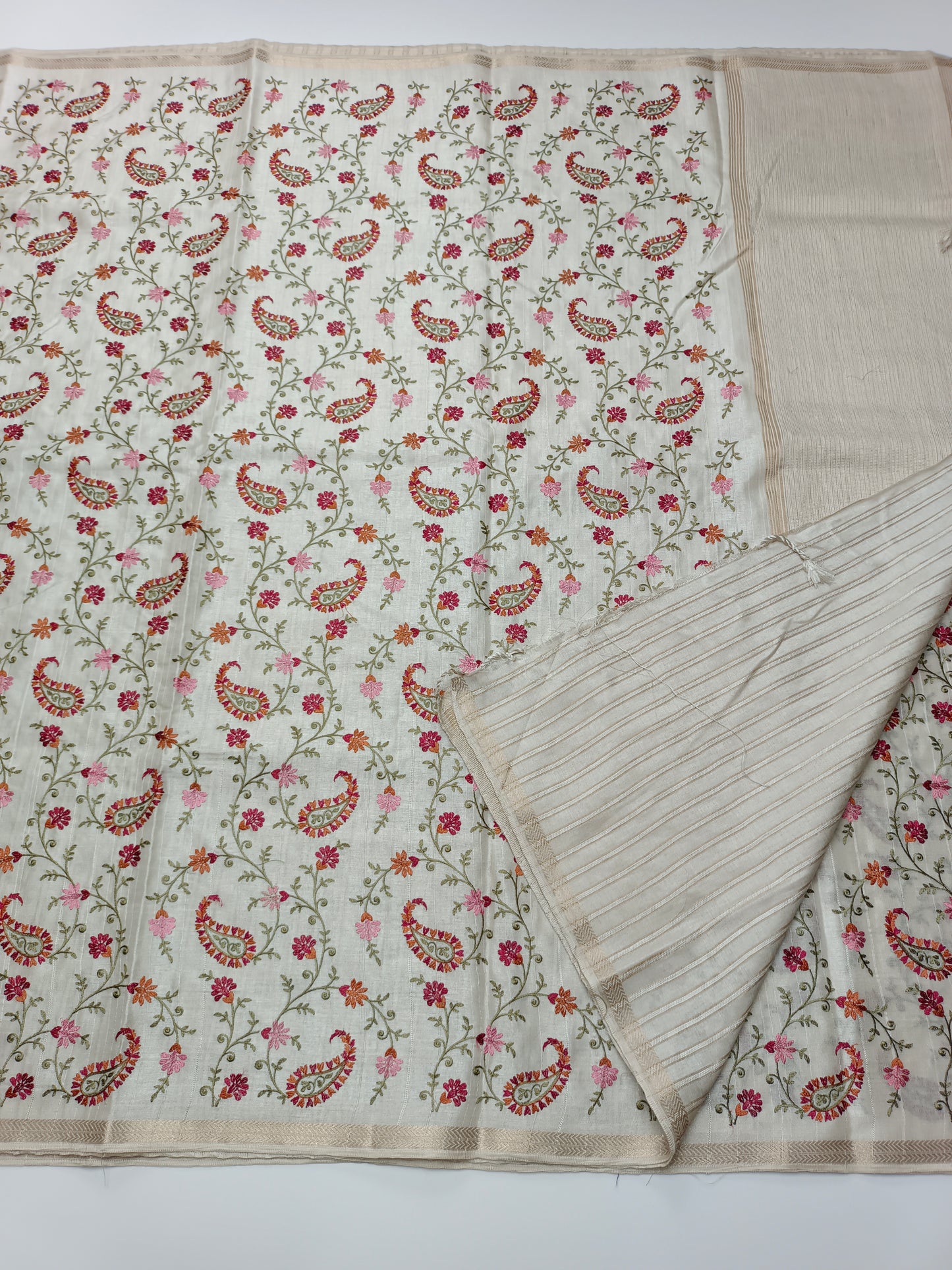 FANCY TUSSER SILK KASHMIR WORK SAREE