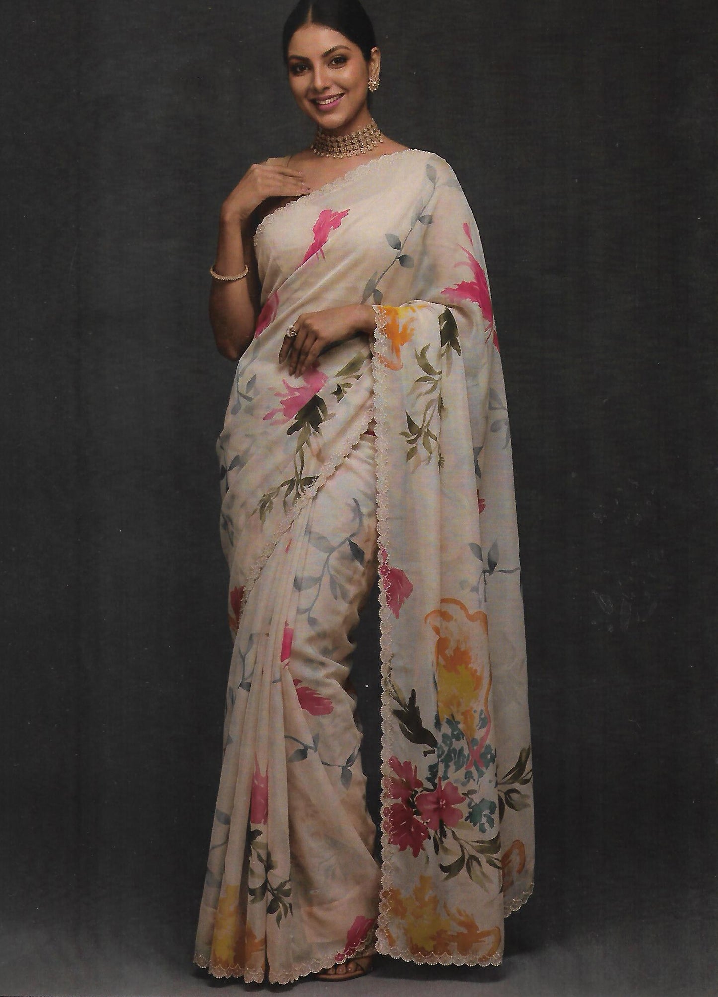 FANCY ORGANZA CREPE SAREE