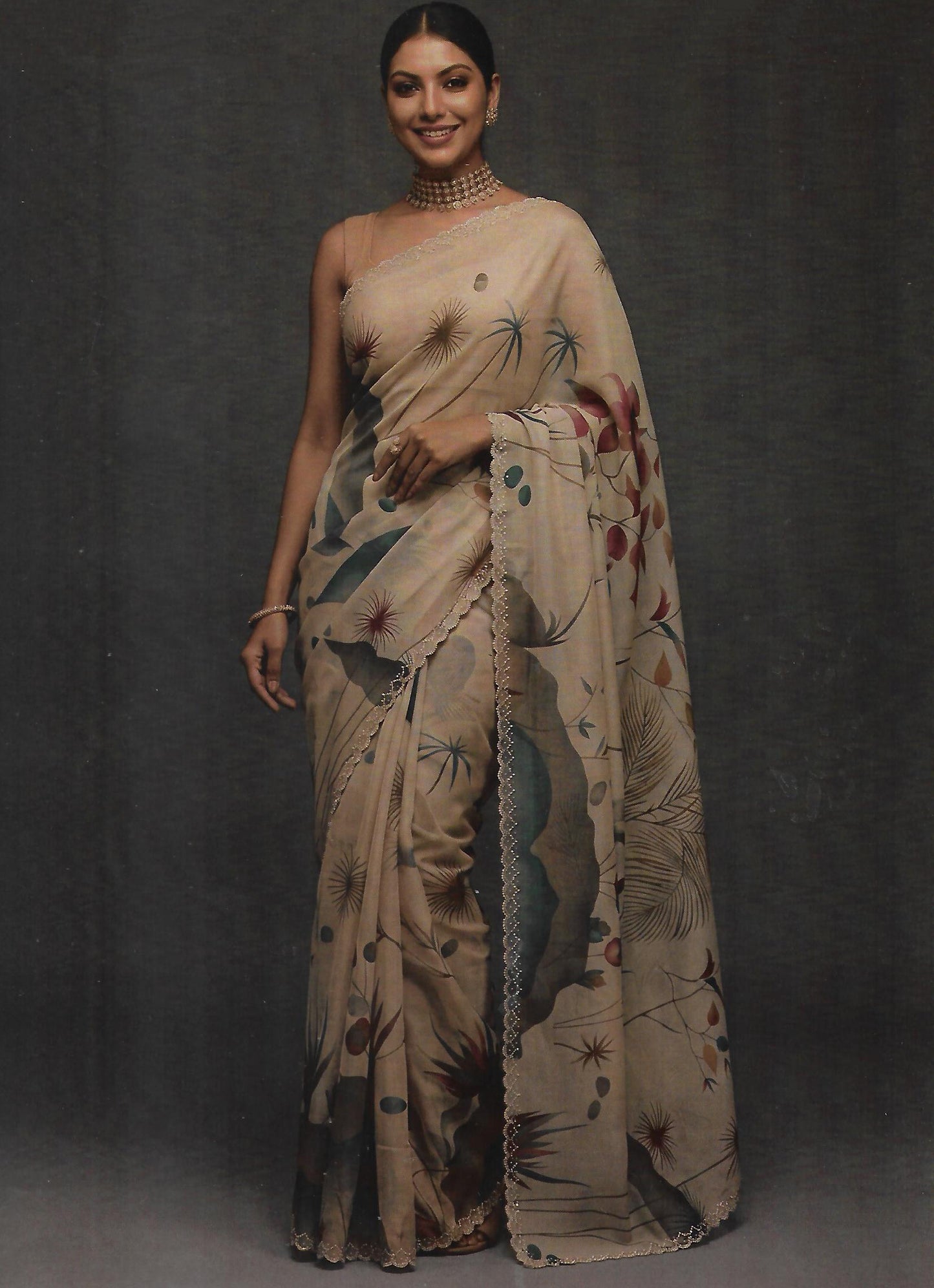 FANCY ORGANZA CREPE SAREE