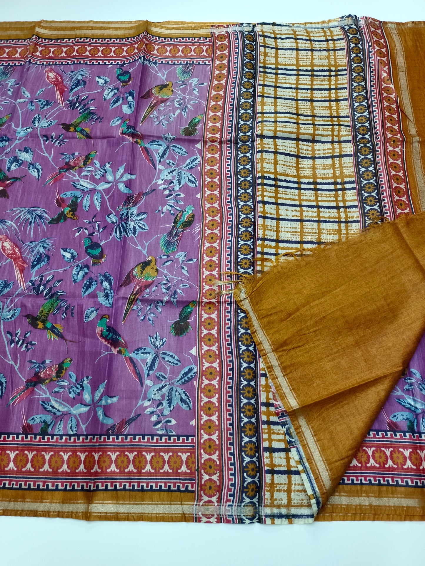 FANCY PRINTED TUSSER BHAGALPURI SAREE
