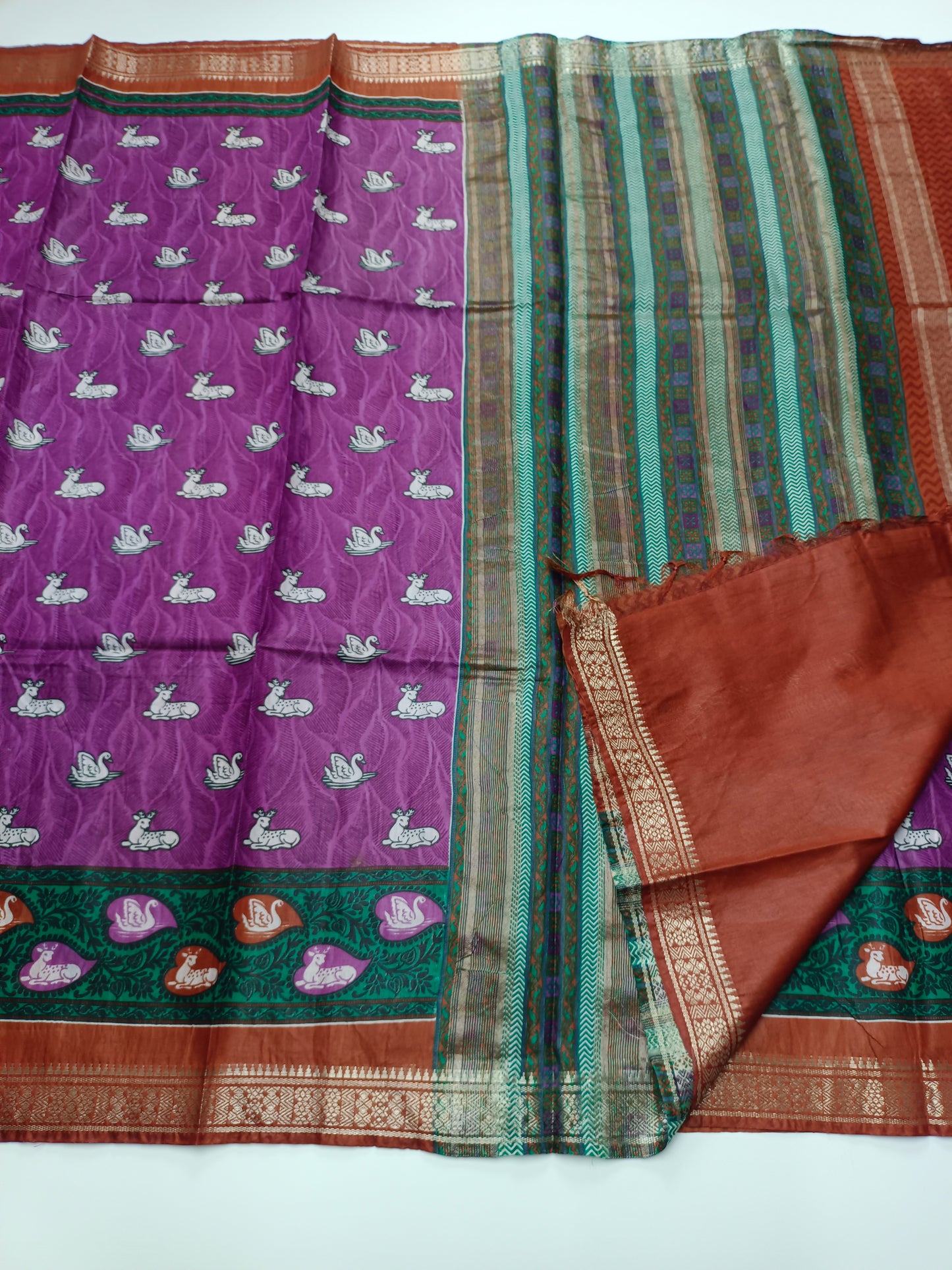 FANCY PRINTED TUSSER BHAGALPURI SAREE
