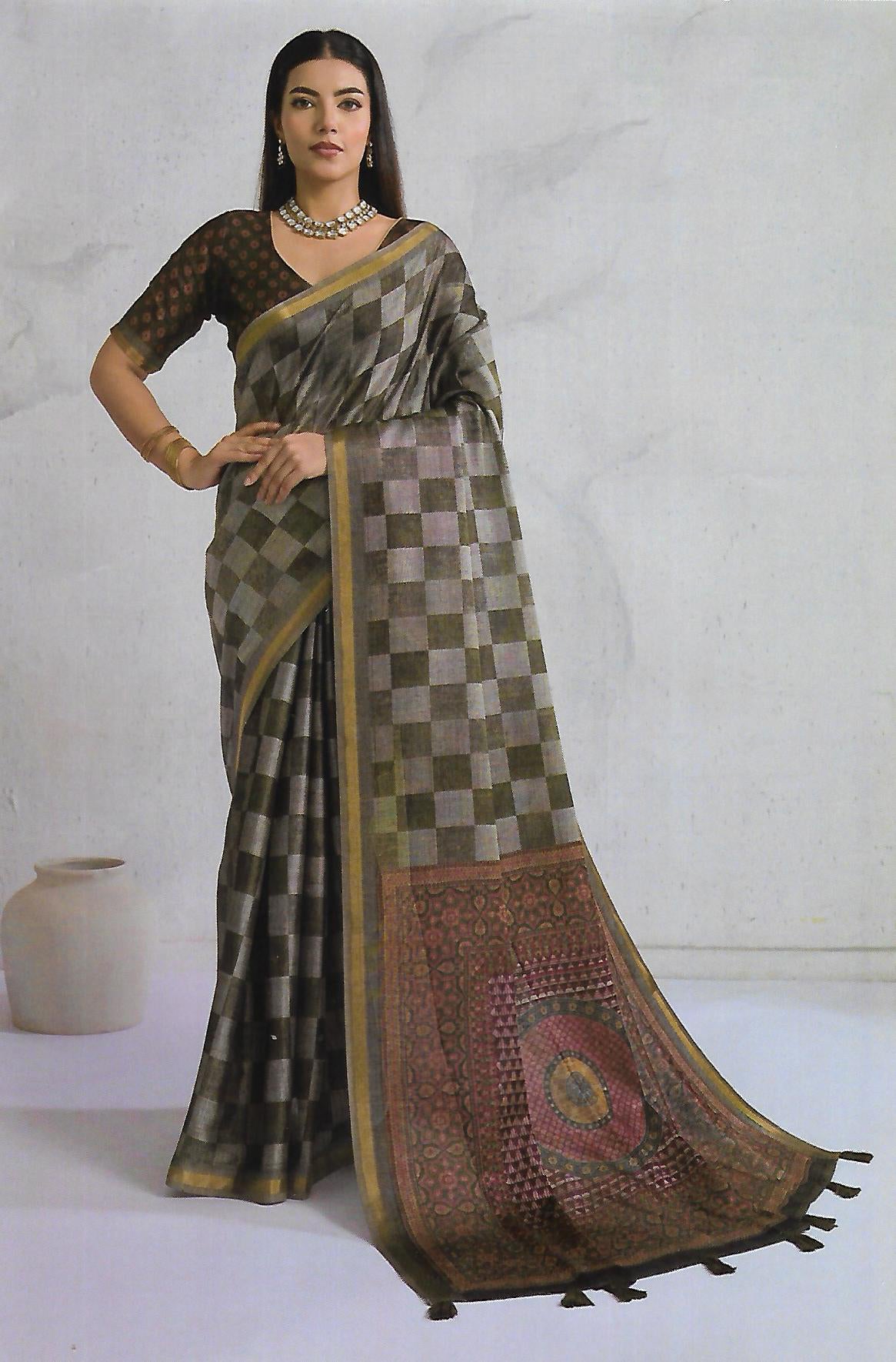 FANCY TUSSER SILK SAREE