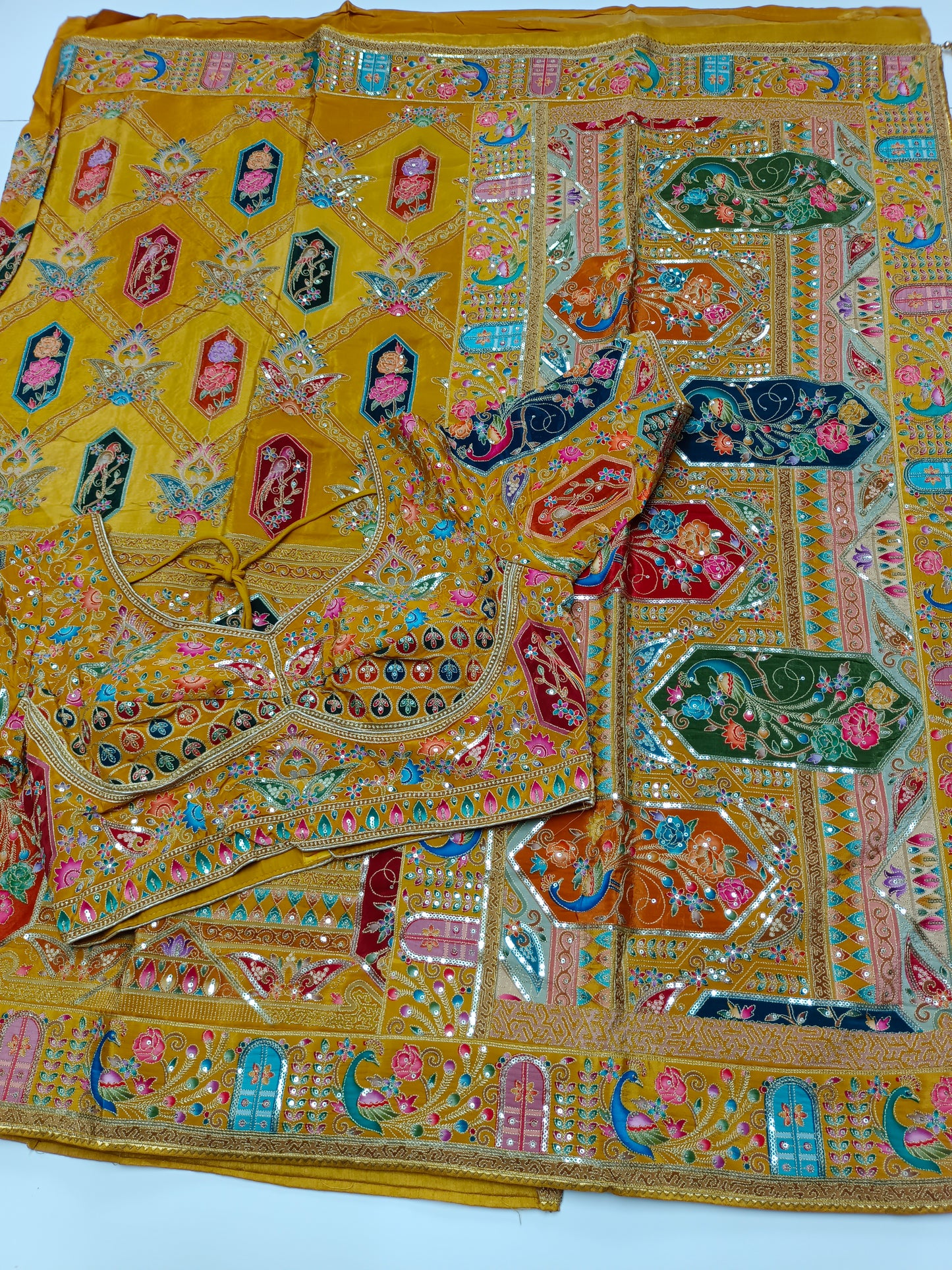 FANCY RAJWADI SAREE WITH READY BLOUSE