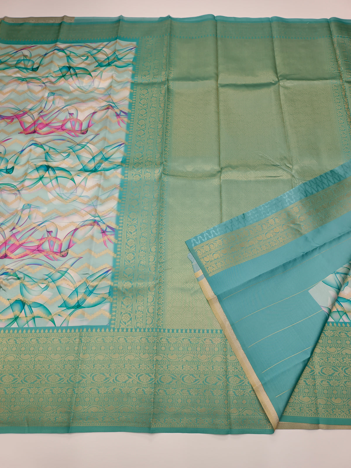 FANCY PRINTED RAW SILK SAREE