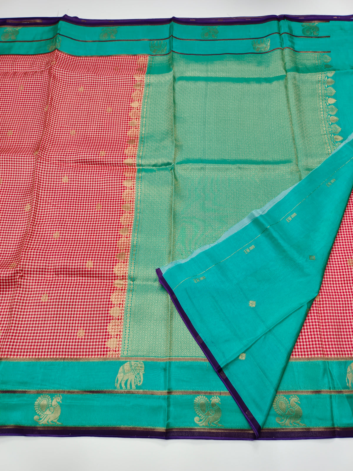 FANCY KANCHIVARAM CHEQUES SAREE