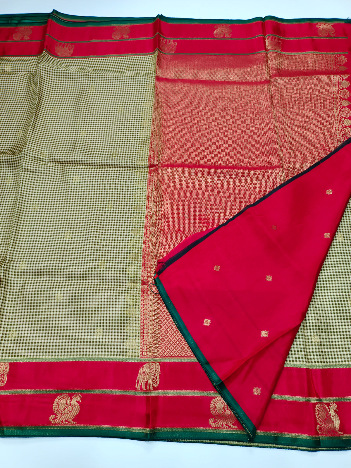 FANCY KANCHIVARAM CHEQUES SAREE