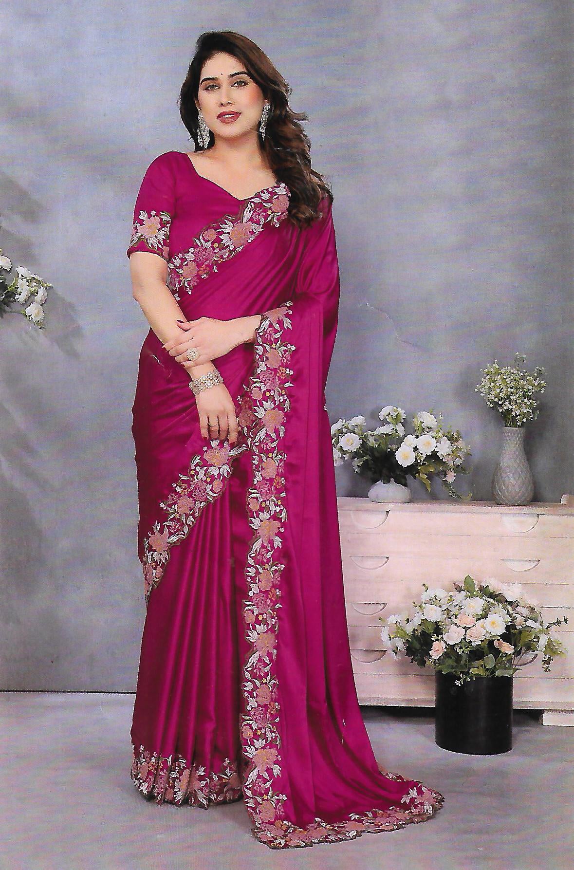 FANCY SATIN SAREE - B S CHANNABASAPPA & SONS