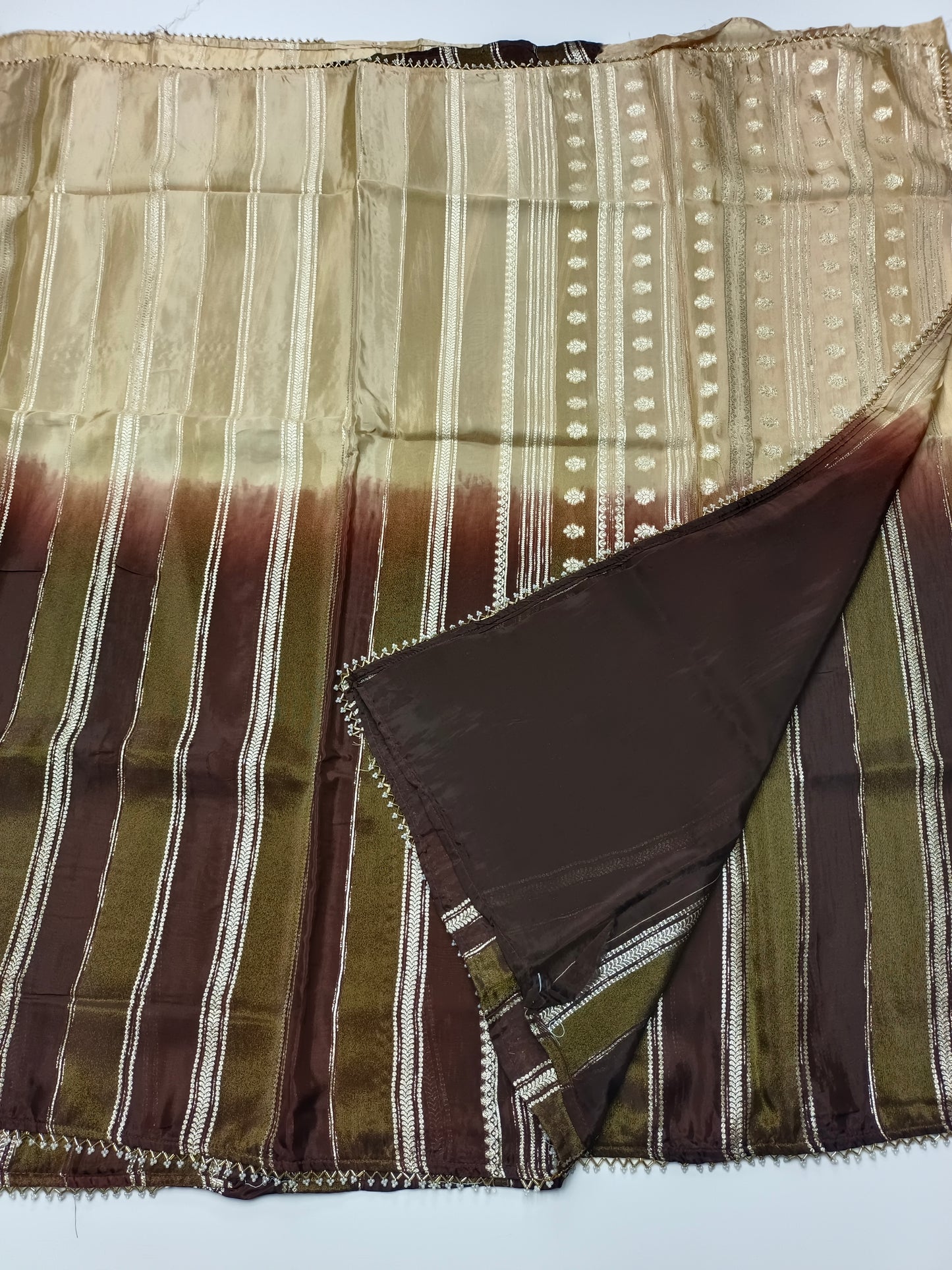 FANCY 2D SEMI CREPE CUTDANA WORK SAREE