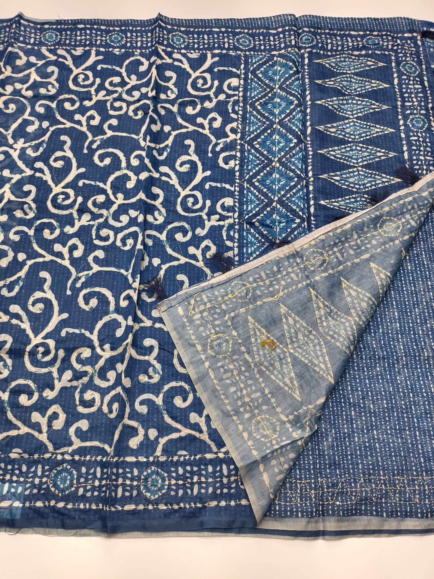 FANCY CHANDERI THREAD KANTHA WORK SAREE