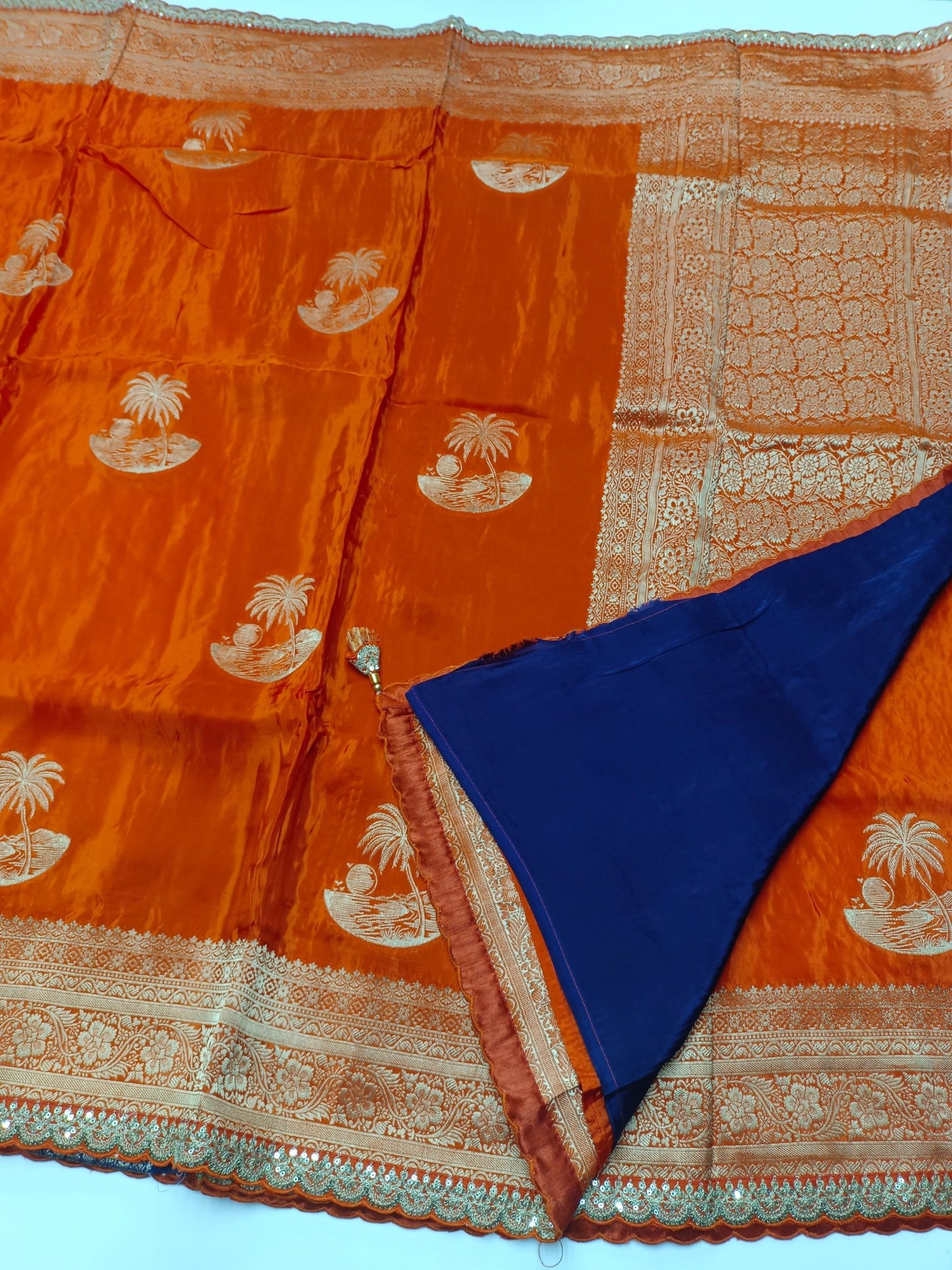 FANCY ORGANZA SATIN SILK SAREE - B S CHANNABASAPPA & SONS