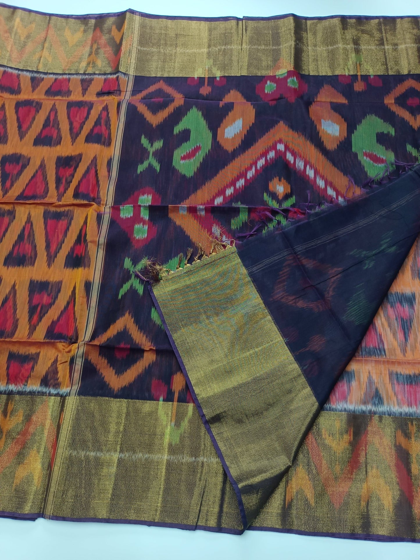 FANCY IKKAT COTTON SAREE - B S CHANNABASAPPA & SONS