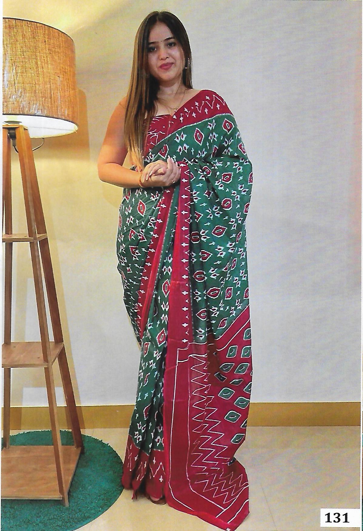 FANCY PRINTED COTTON SAREE - B S CHANNABASAPPA & SONS