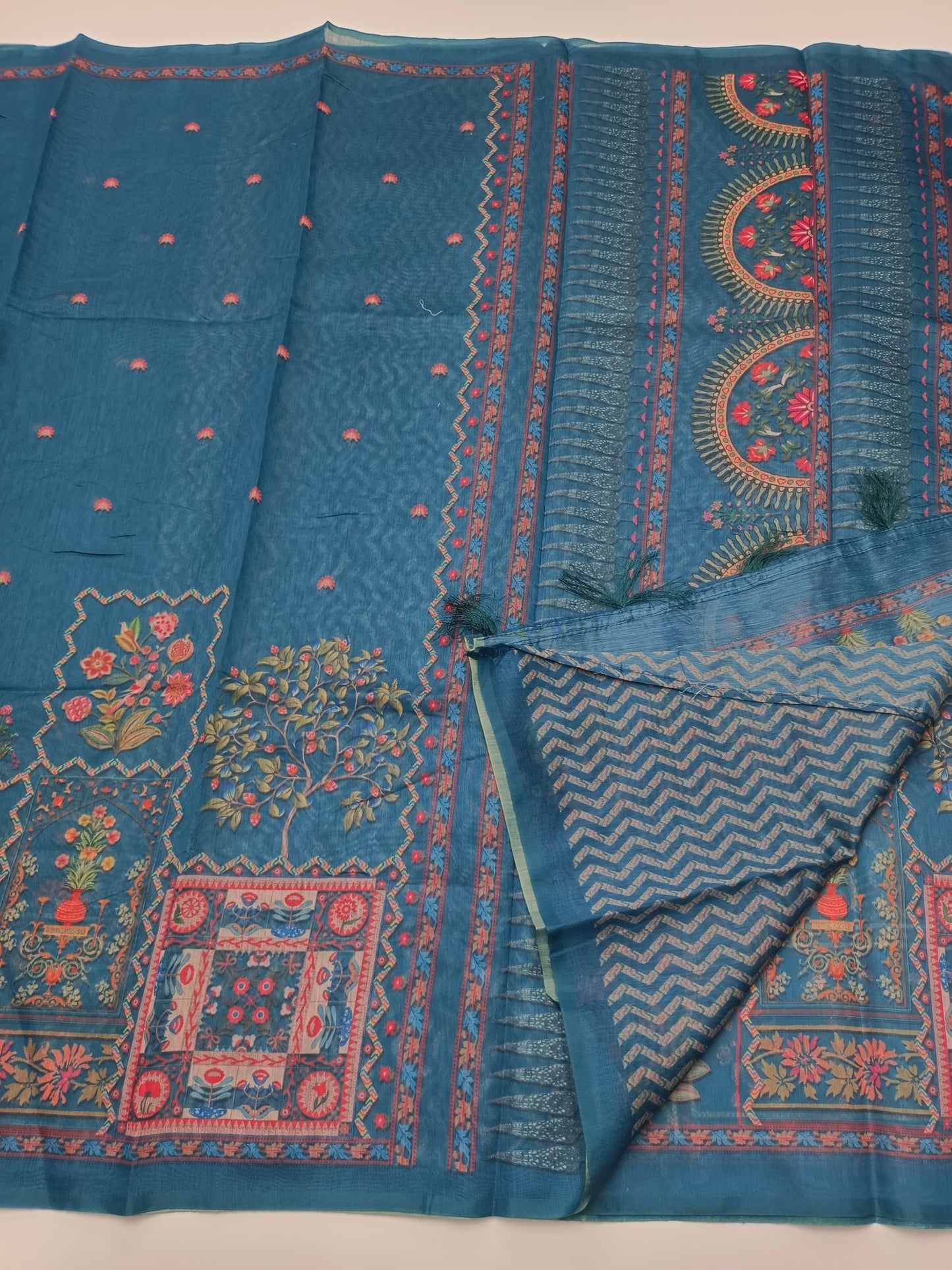 FANCY CHANDERI COTTON SAREE - B S CHANNABASAPPA & SONS