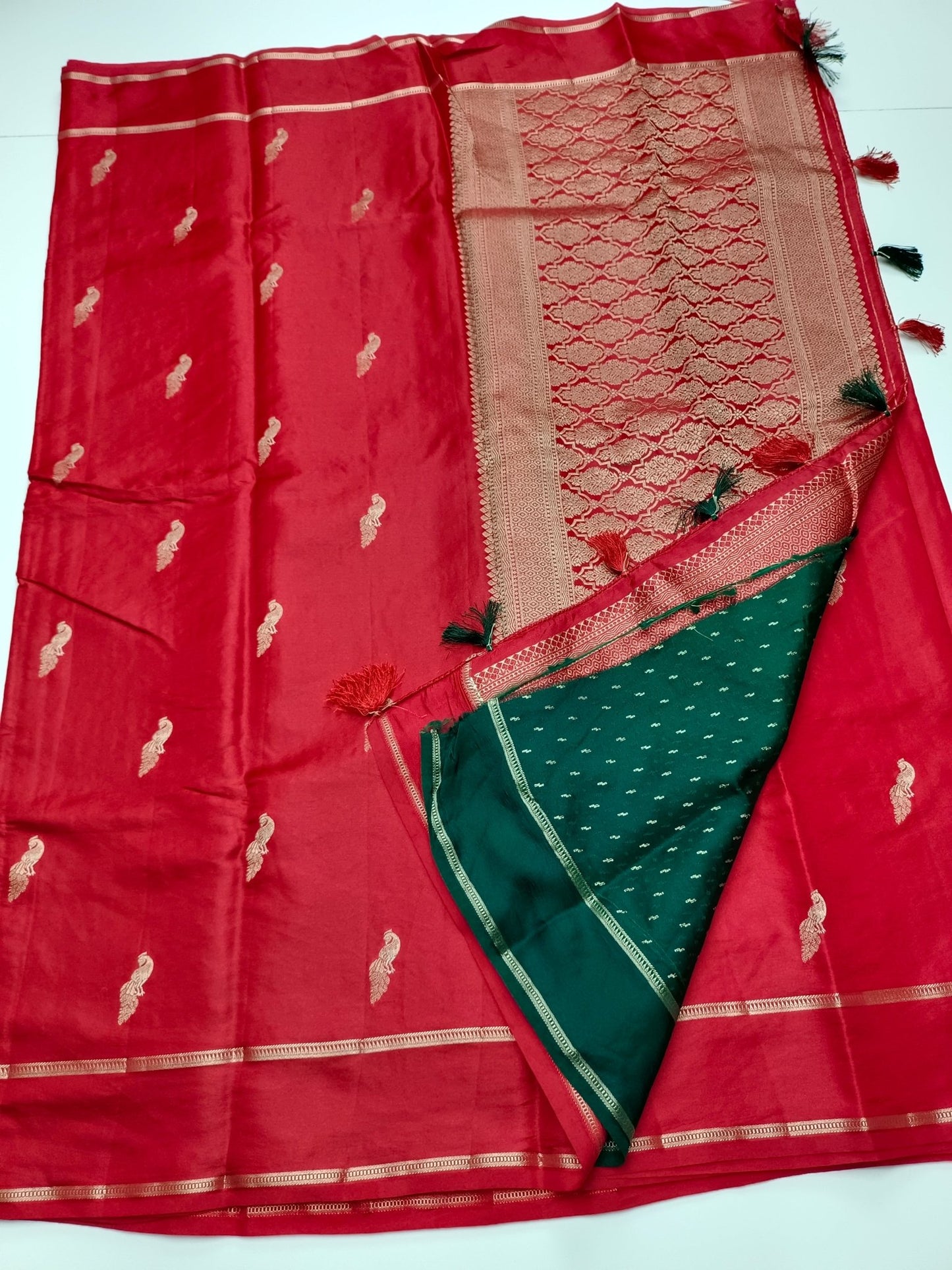 TUSSER SATIN SILK SAREE - B S CHANNABASAPPA & SONS