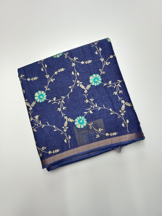 FANCY TUSSER SILK KASHMIR WORK SAREE