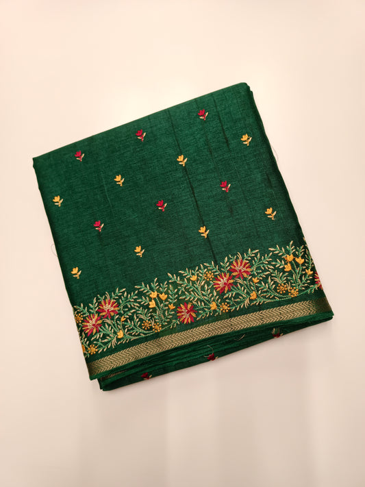 FANCY TUSSER SILK KASHMIR WORK SAREE