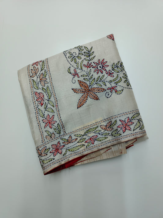 FANCY TUSSER SILK KASHMIR WORK SAREE