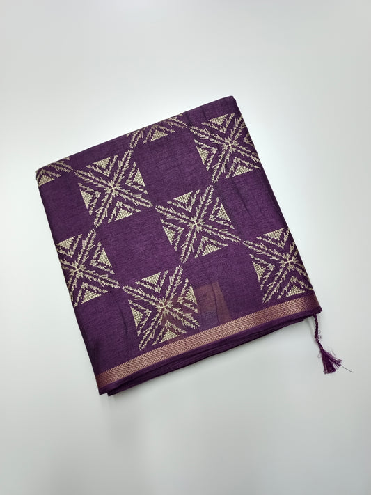 FANCY TUSSER SILK KASHMIR WORK SAREE