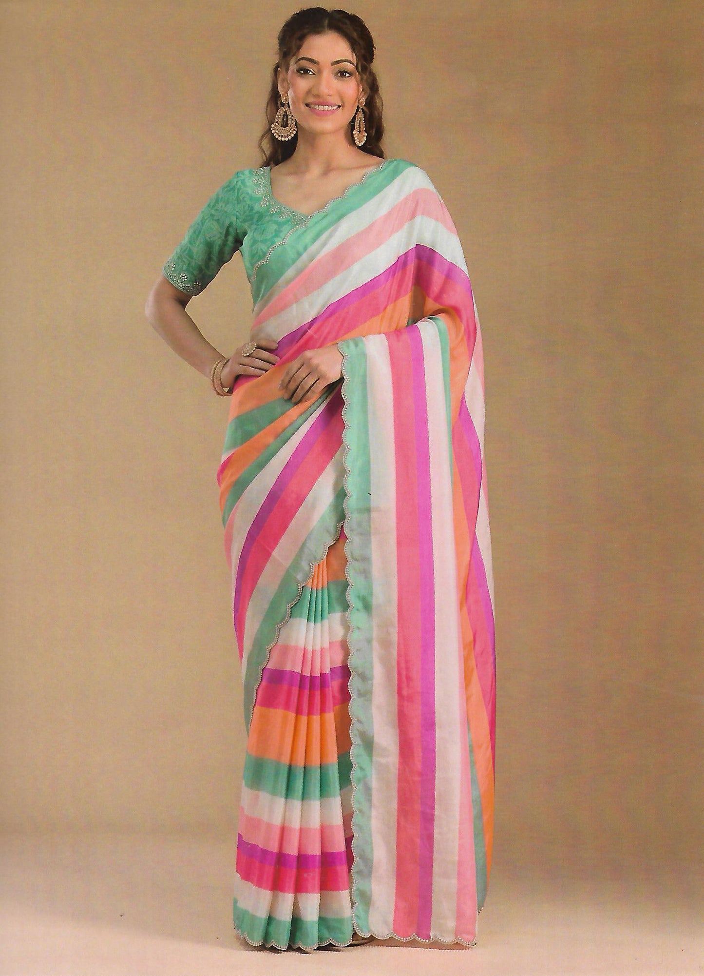 FANCY ORGANZA CREPE SAREE