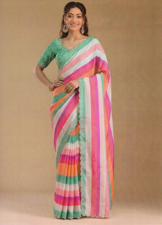 FANCY ORGANZA CREPE SAREE