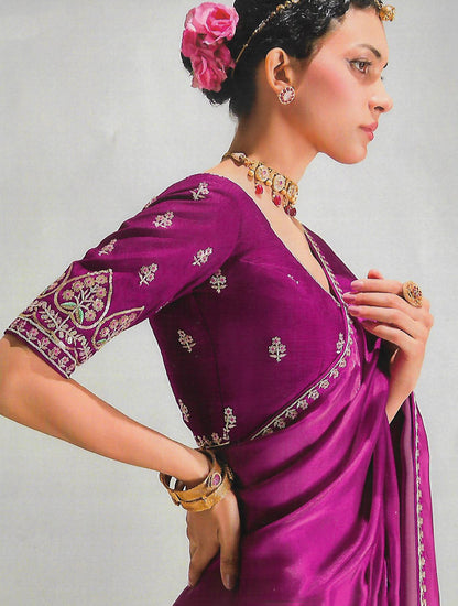 FANCY ORGANZA CREPE SAREE