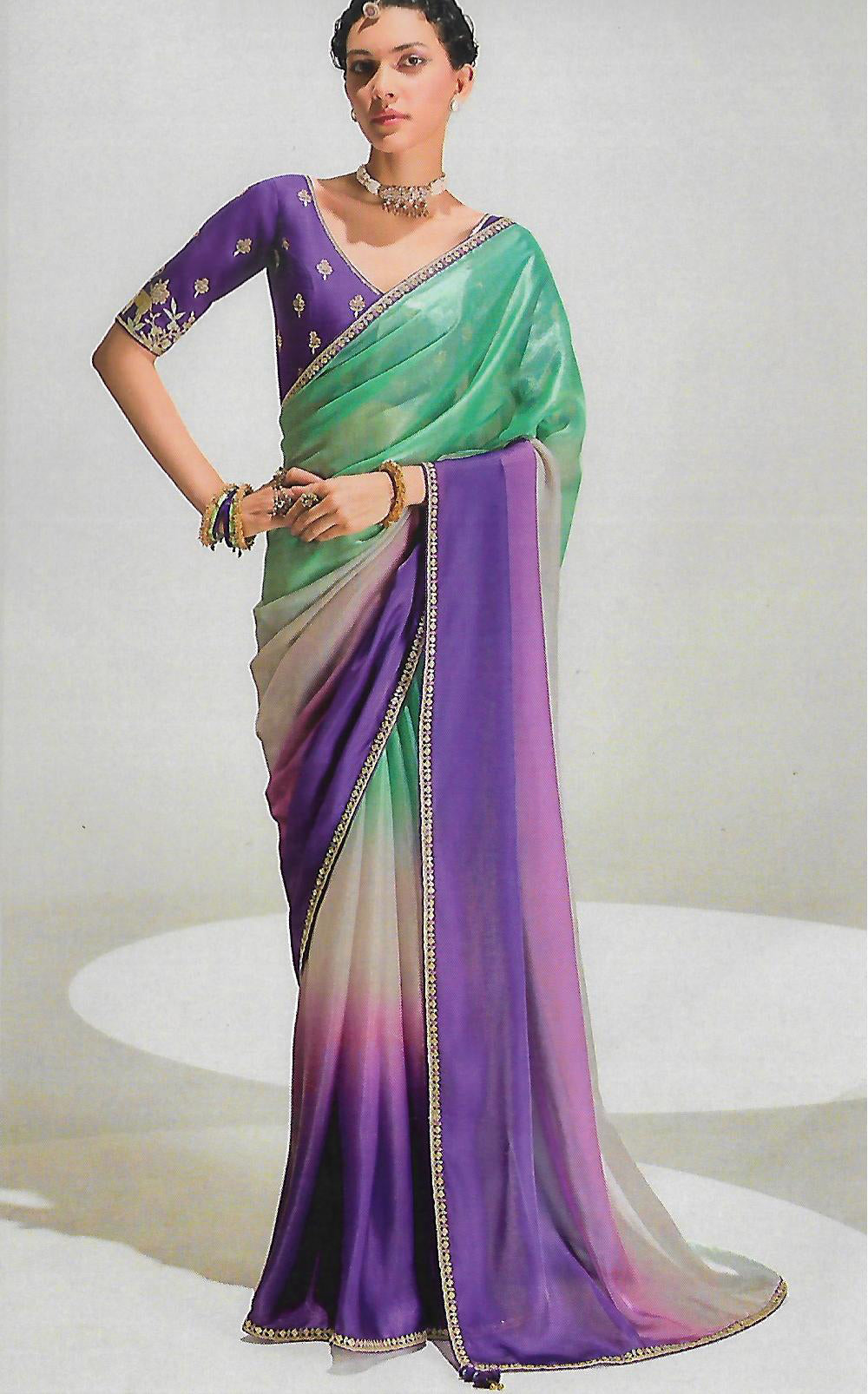 FANCY ORGANZA CREPE SAREE