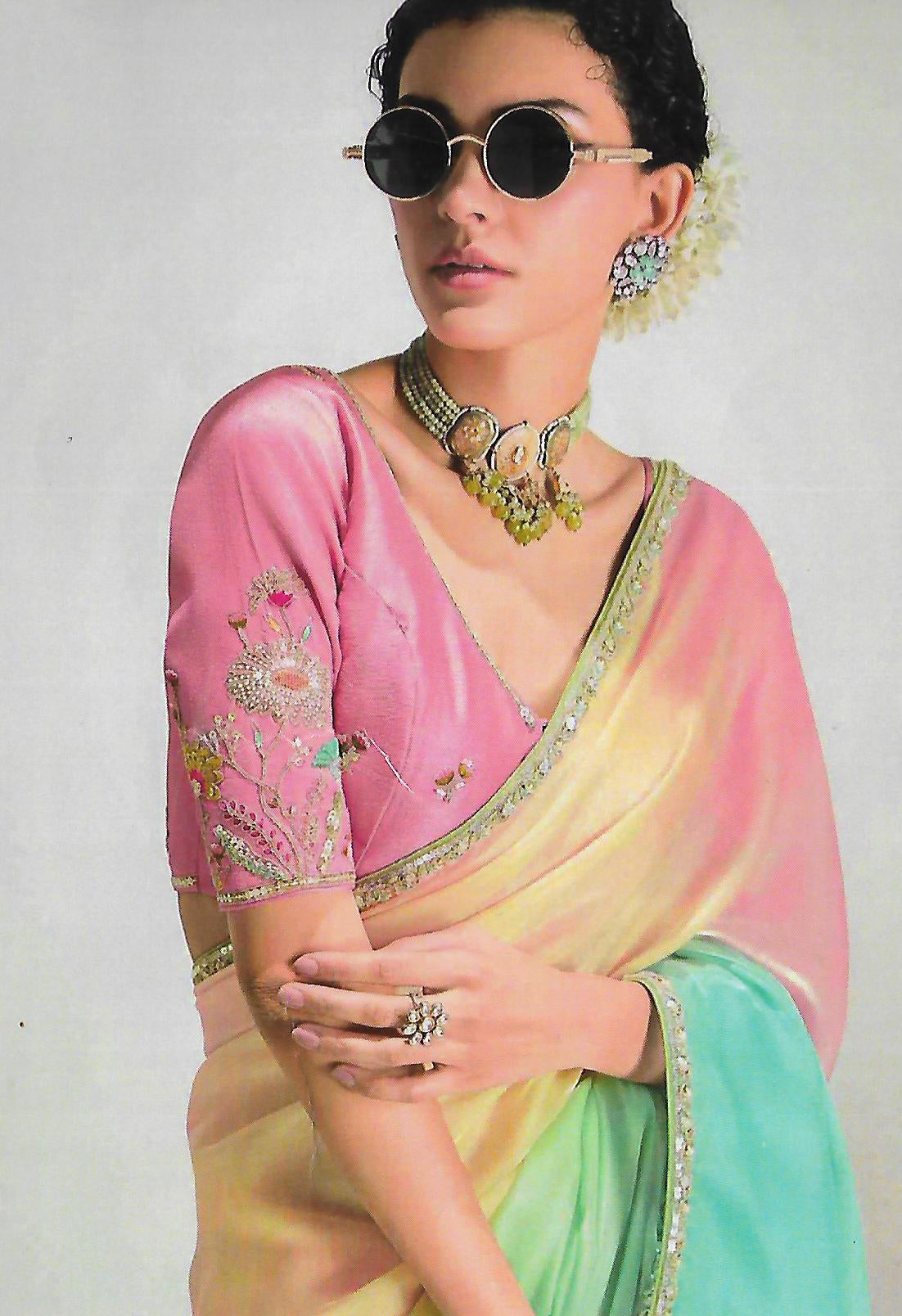 FANCY ORGANZA CREPE SAREE