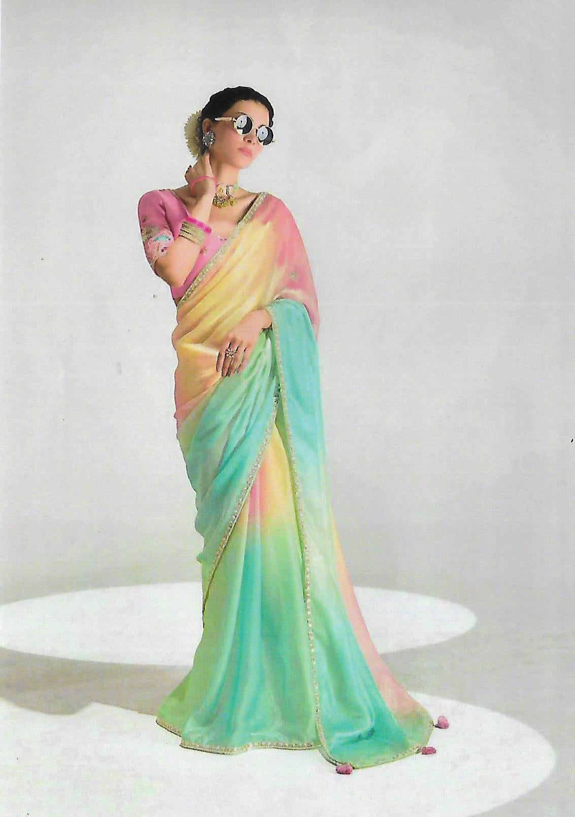 FANCY ORGANZA CREPE SAREE