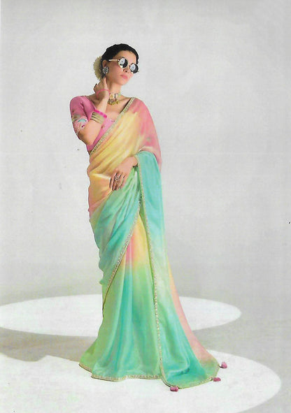 FANCY ORGANZA CREPE SAREE