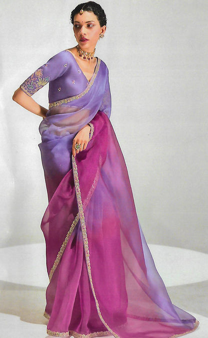 FANCY ORGANZA CREPE SAREE