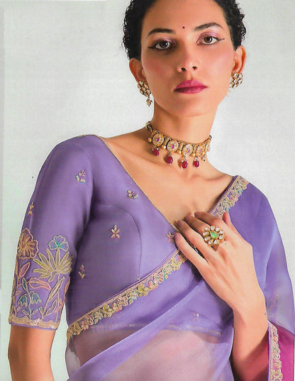 FANCY ORGANZA CREPE SAREE