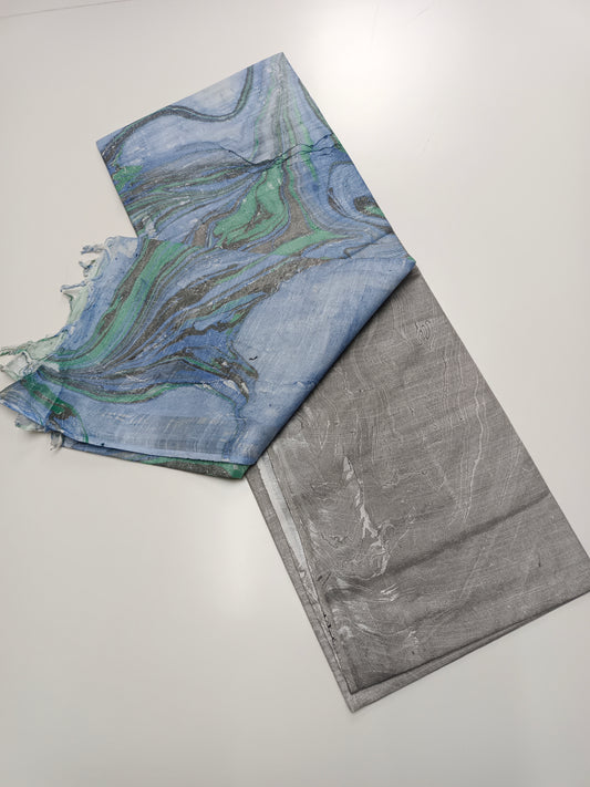FANCY MARBLE PRINTED BHAGALPURI SAREE