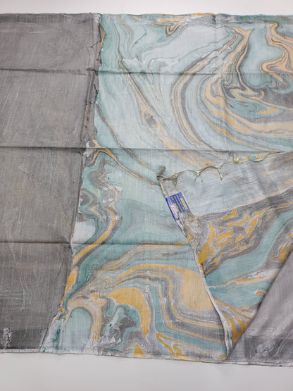 FANCY MARBLE PRINTED BHAGALPURI SAREE