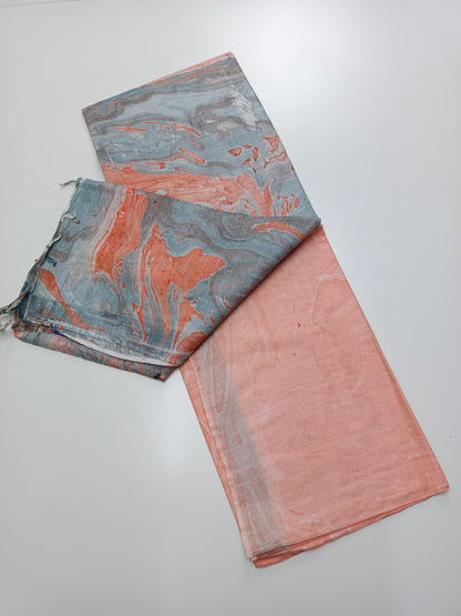 FANCY MARBLE PRINTED BHAGALPURI SAREE