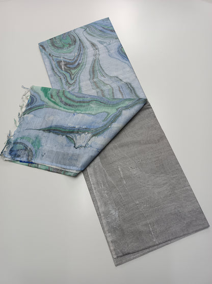 FANCY MARBLE PRINTED BHAGALPURI SAREE