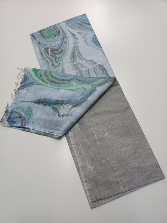 FANCY MARBLE PRINTED BHAGALPURI SAREE