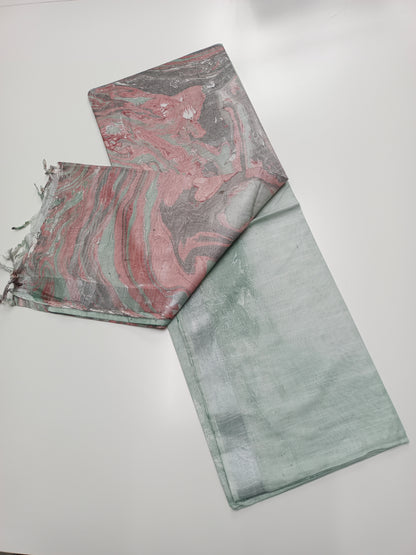 FANCY MARBLE PRINTED BHAGALPURI SAREE