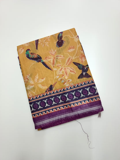 FANCY PRINTED TUSSER BHAGALPURI SAREE