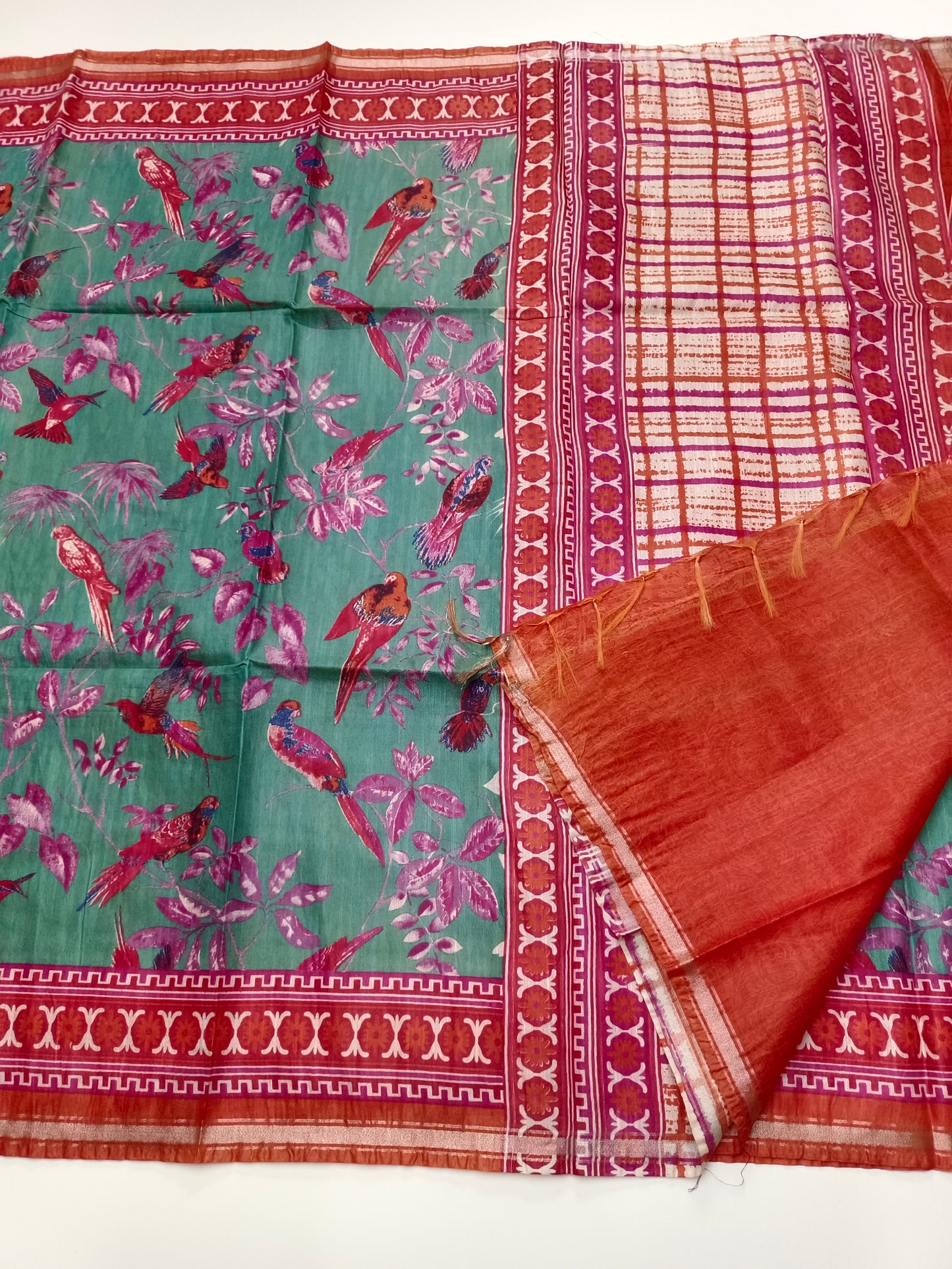 FANCY PRINTED TUSSER BHAGALPURI SAREE