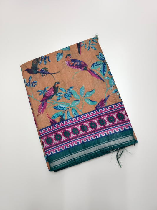 FANCY PRINTED TUSSER BHAGALPURI SAREE