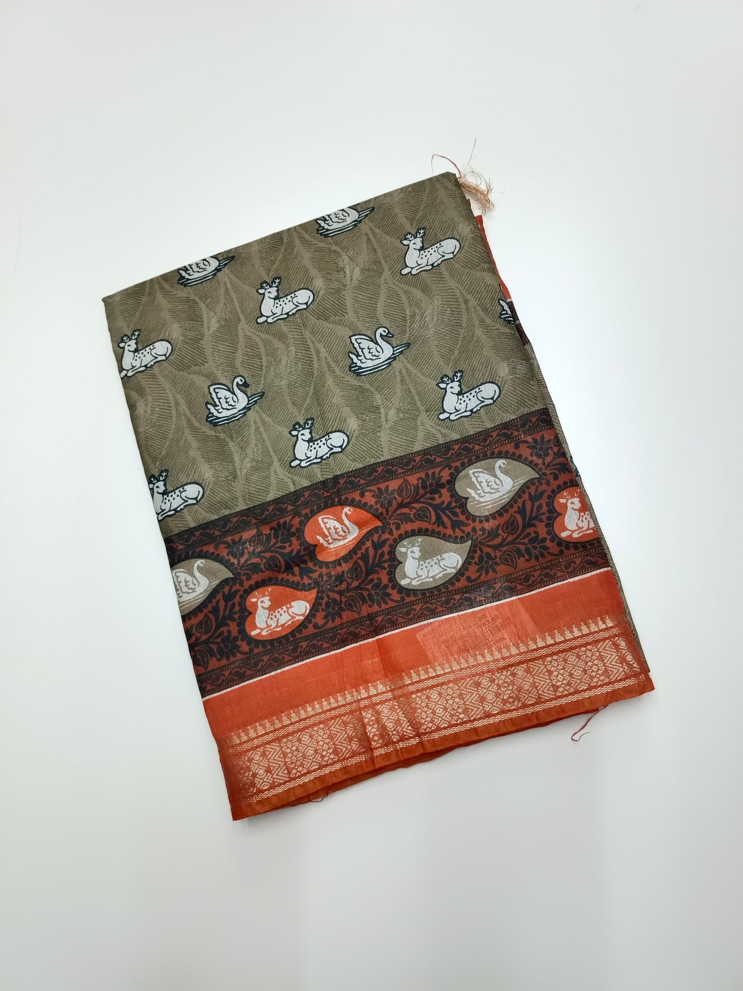 FANCY PRINTED TUSSER BHAGALPURI SAREE