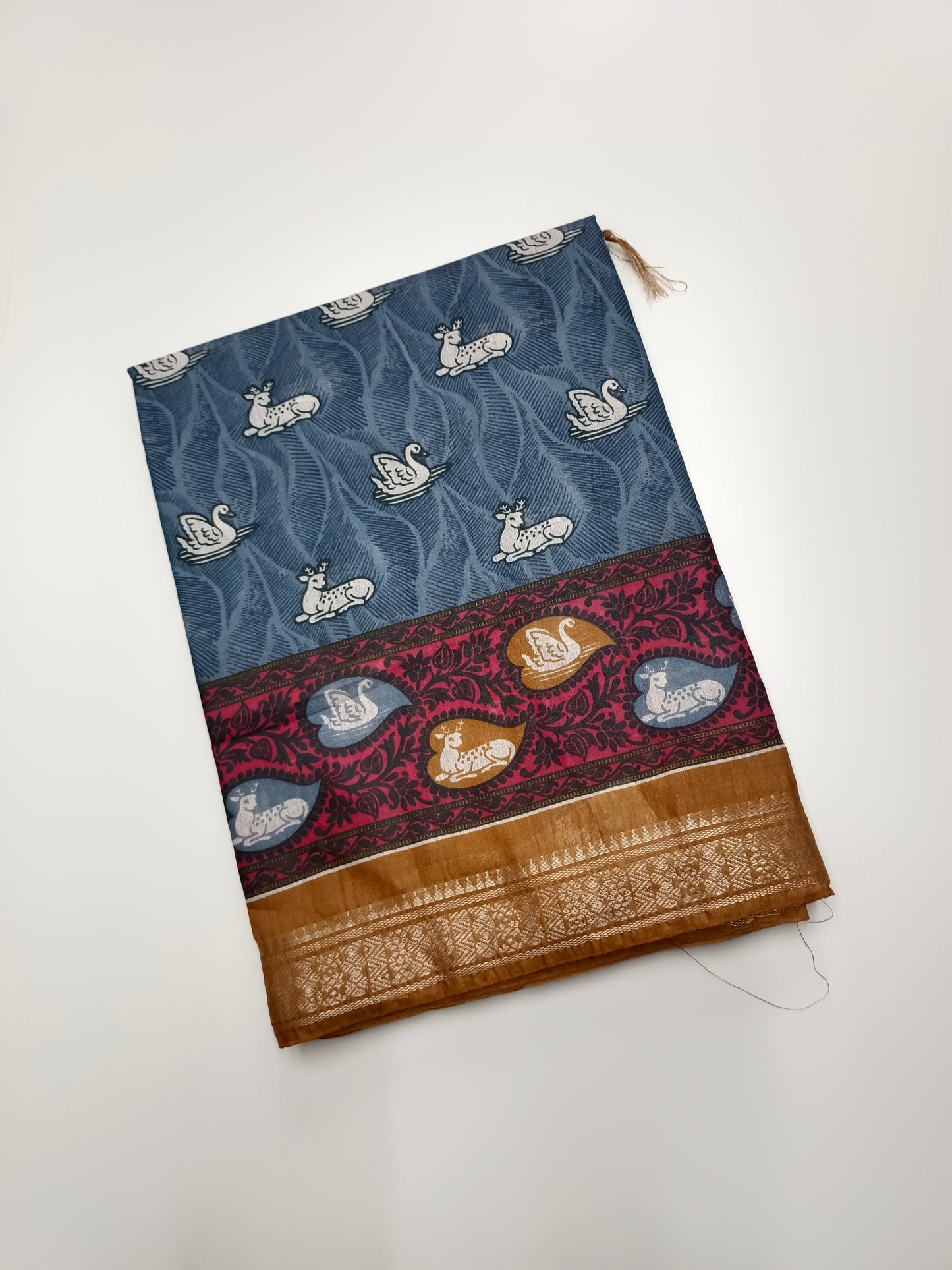 FANCY PRINTED TUSSER BHAGALPURI SAREE