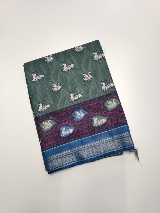 FANCY PRINTED TUSSER BHAGALPURI SAREE