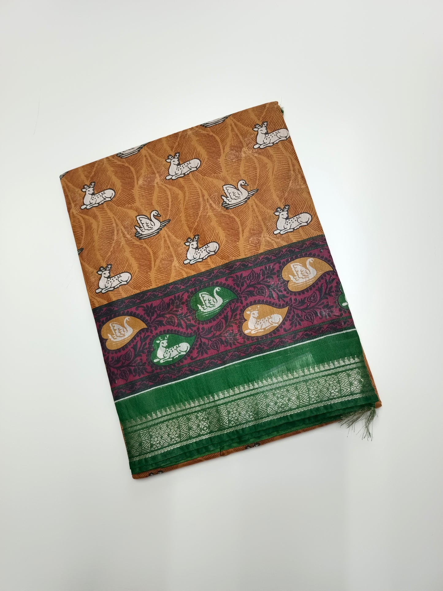 FANCY PRINTED TUSSER BHAGALPURI SAREE