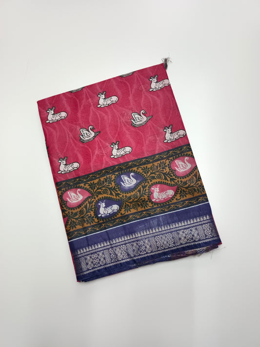 FANCY PRINTED TUSSER BHAGALPURI SAREE