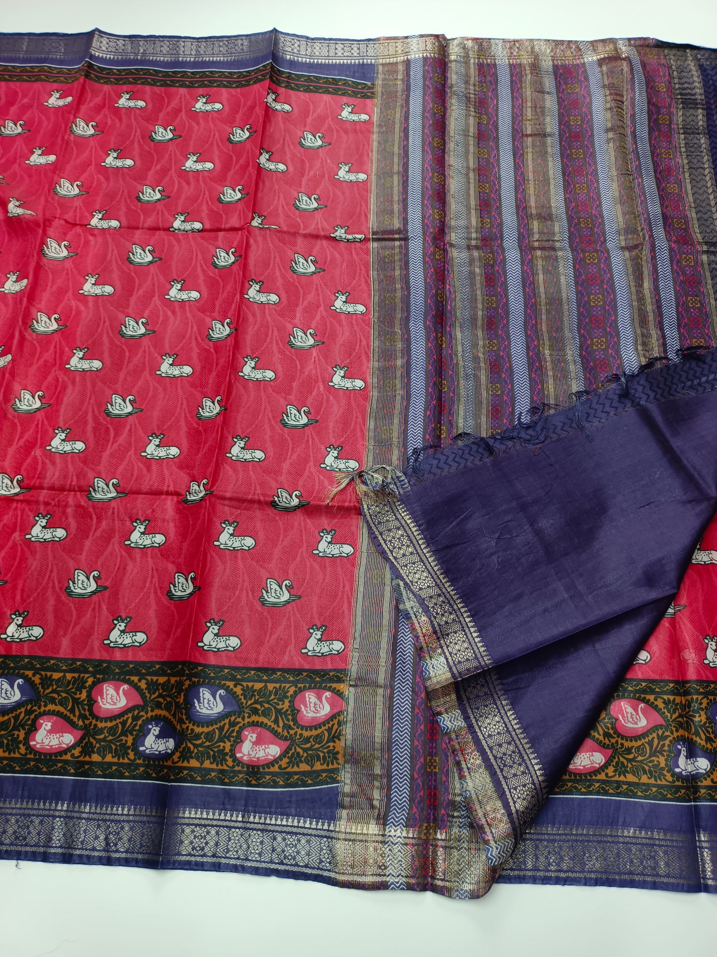 FANCY PRINTED TUSSER BHAGALPURI SAREE