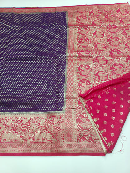 1000 BUTTA FANCY SEMI CREPE SILK SAREE (SPECIAL 30% DISCOUNT)